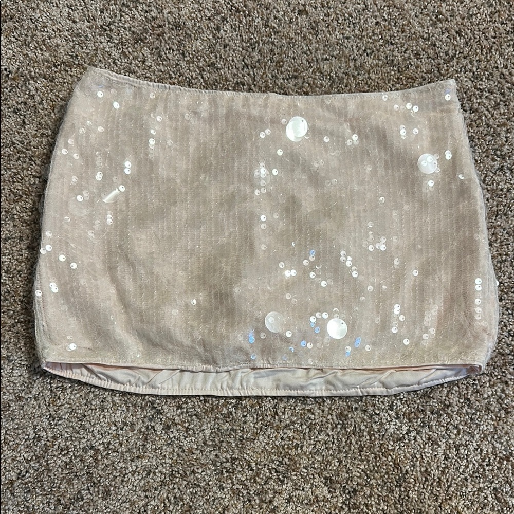 SHEIN Gold Cream Sequin Bubble Skorts